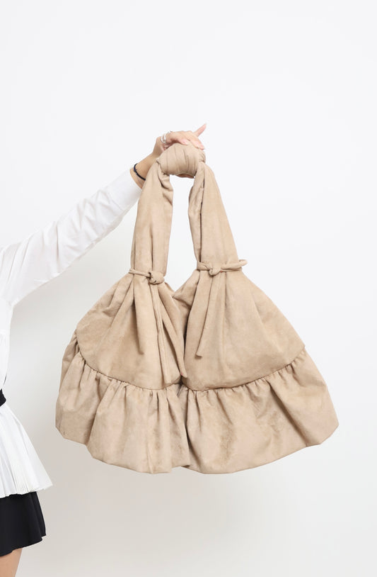 bolsa mala cafe suede maxi