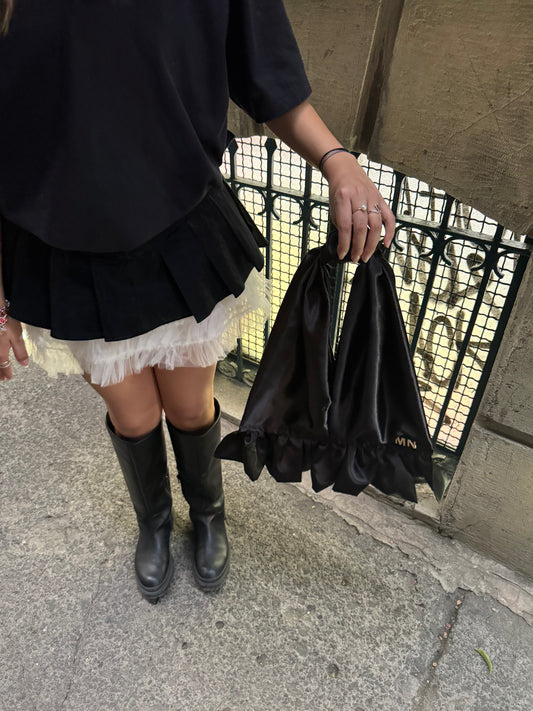 mala negra satín grande