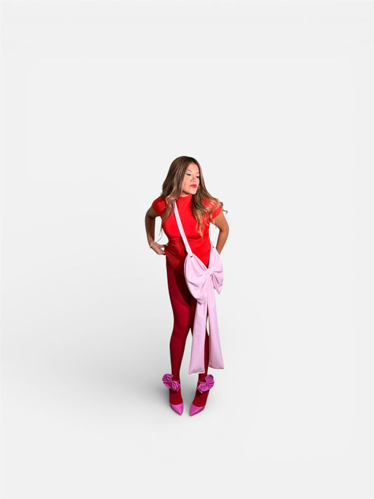 Crossbody Bow Baby Pink